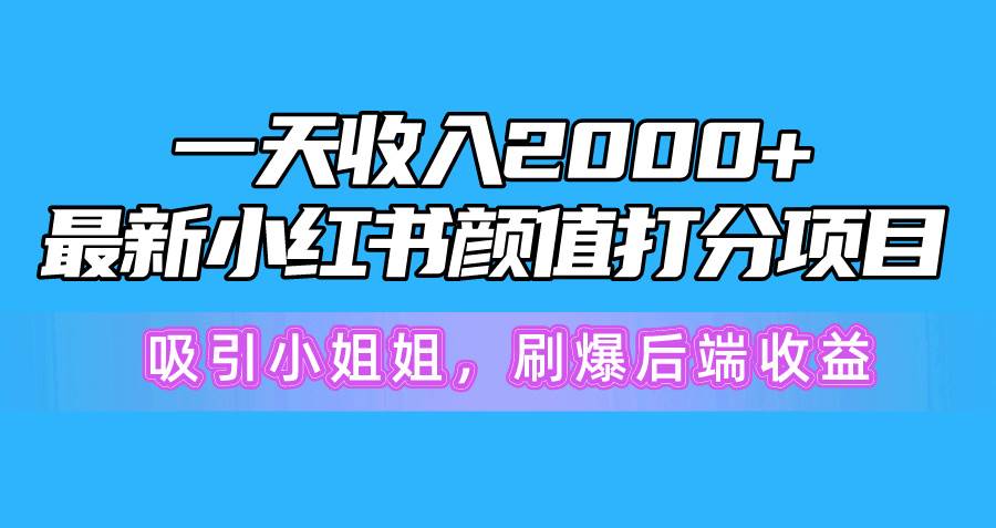 一天收入2000+，最新小红书颜值打分项目，吸引小姐姐，刷爆后端收益-百盟网