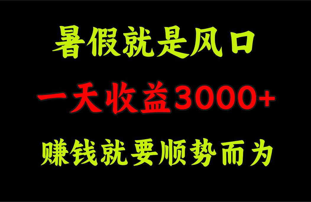 一天收益3000+ 赚钱就是顺势而为，暑假就是风口-百盟网