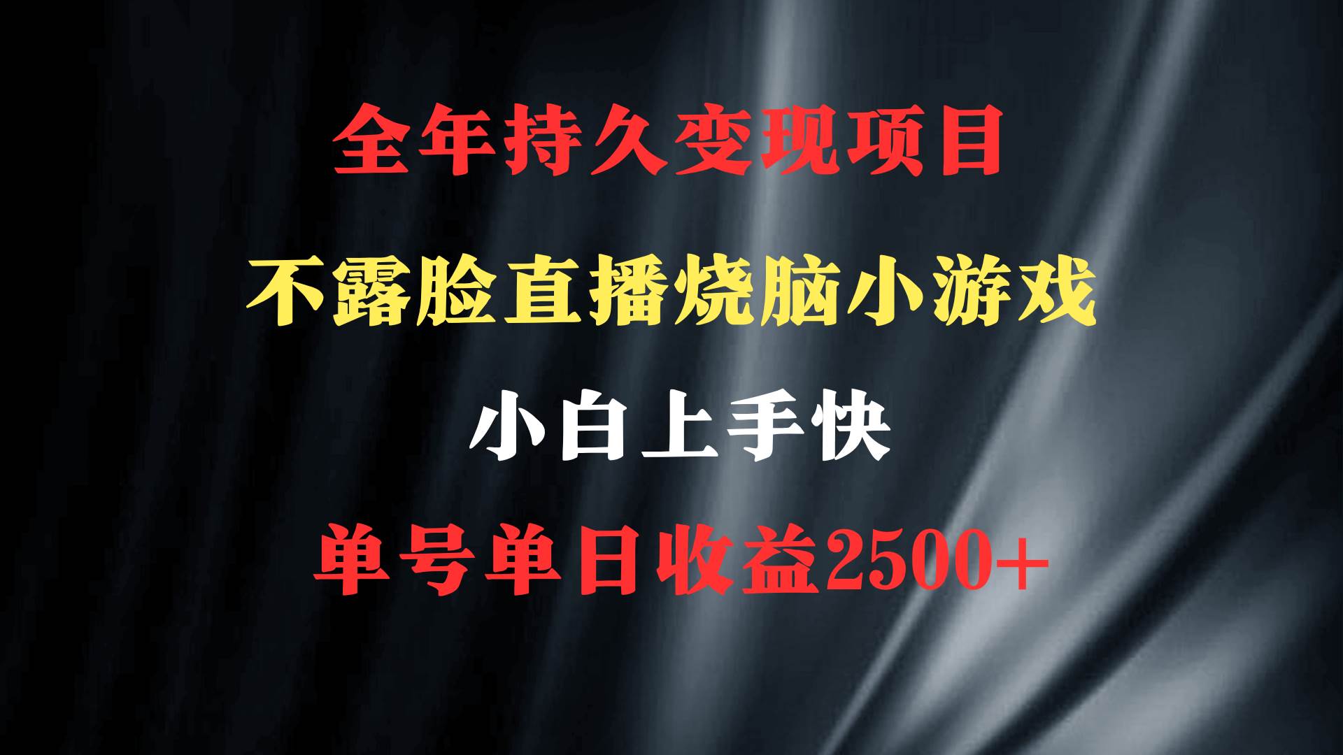 2024年 最优项目，烧脑小游戏不露脸直播  小白上手快 无门槛 一天收益2500+-百盟网