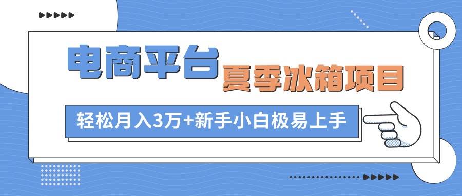 电商平台夏季冰箱项目，轻松月入3万+，新手小白极易上手-百盟网