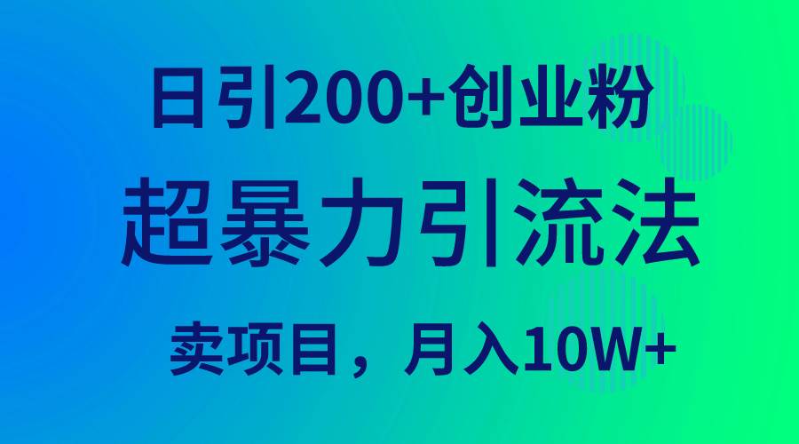 超暴力引流法，日引200+创业粉，卖项目月入10W+-百盟网