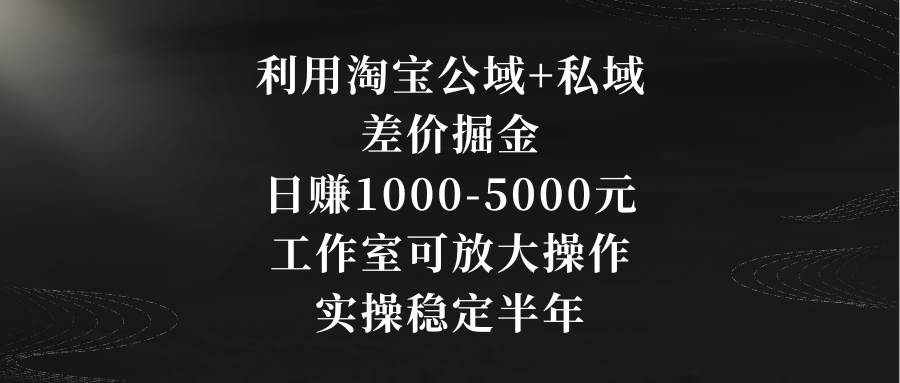 利用淘宝公域+私域差价掘金，日赚1000-5000元，工作室可放大操作，实操…-百盟网