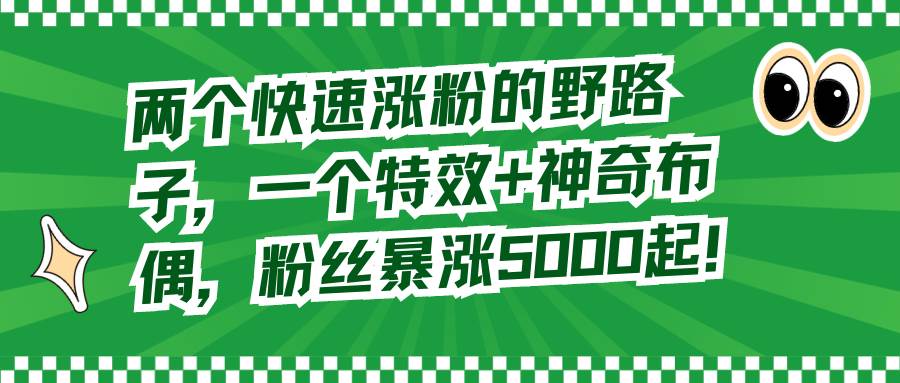 两个快速涨粉的野路子，一个特效+神奇布偶，粉丝暴涨5000起！-百盟网