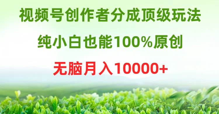 视频号创作者分成顶级玩法，纯小白也能100%原创，无脑月入10000+-百盟网