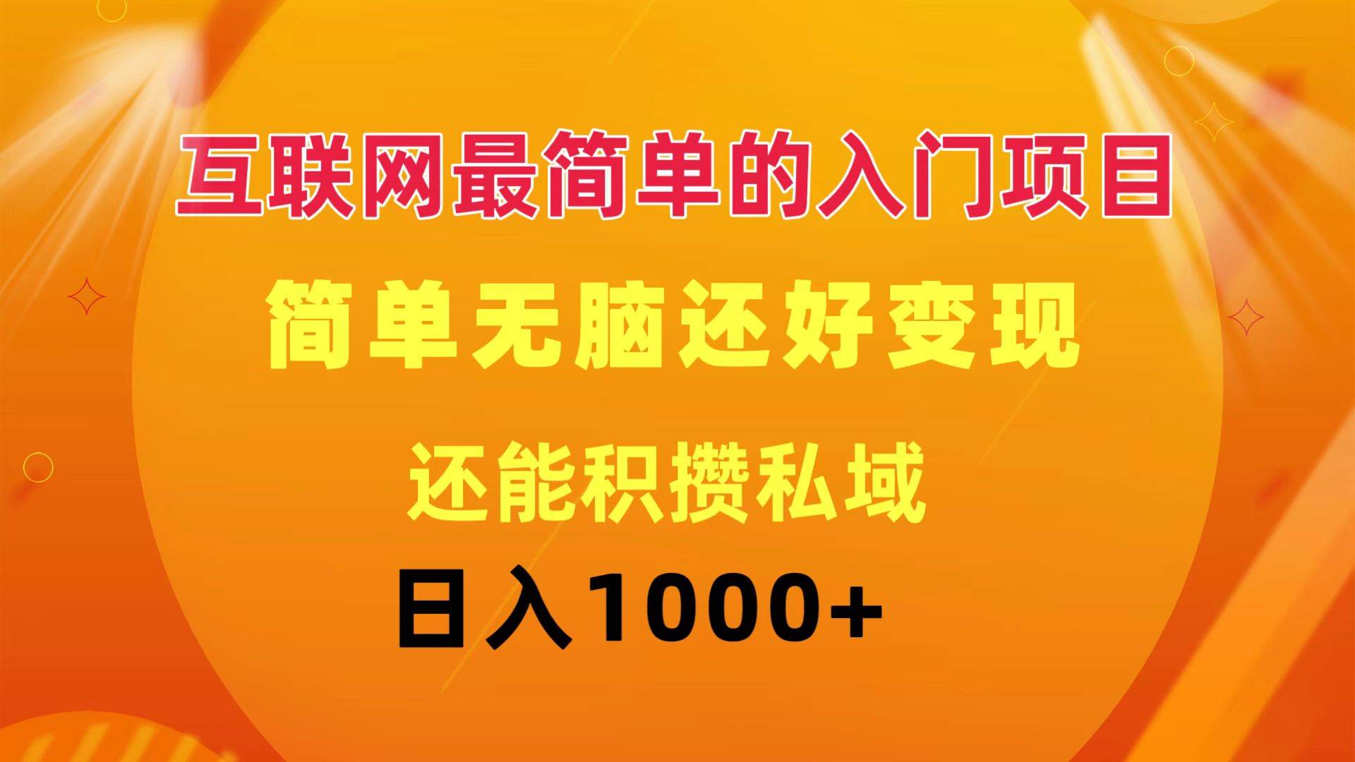 互联网最简单的入门项目：简单无脑变现还能积攒私域一天轻松1000+-百盟网