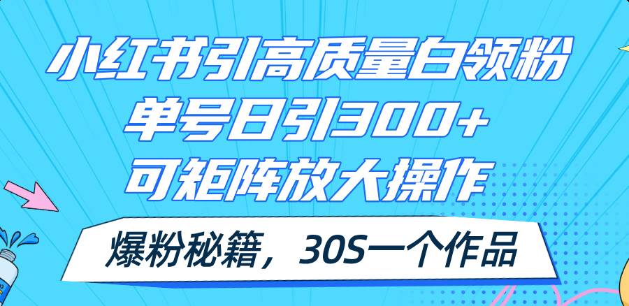 小红书引高质量白领粉，单号日引300+，可放大操作，爆粉秘籍！30s一个作品-百盟网