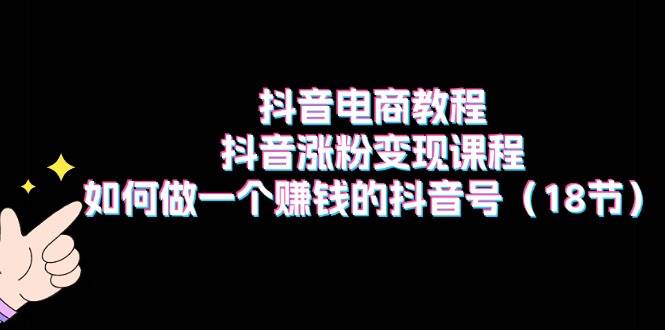 抖音电商教程：抖音涨粉变现课程：如何做一个赚钱的抖音号（18节）-百盟网