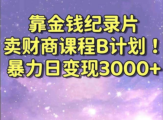 靠金钱纪录片卖财商课程B计划！暴力日变现3000+，喂饭式干货教程！-百盟网