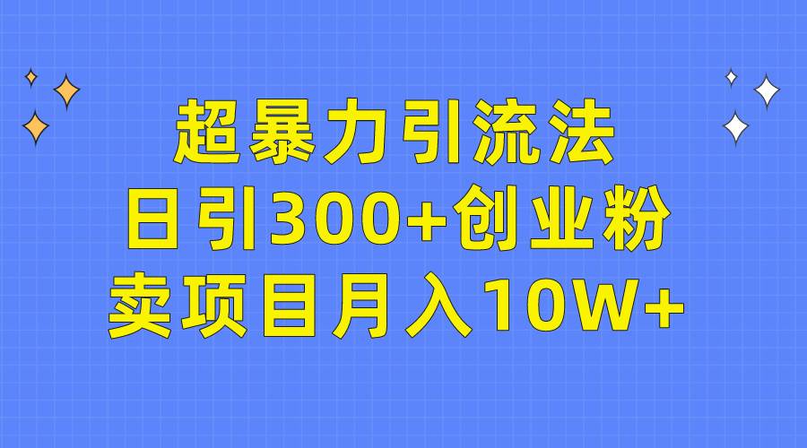 超暴力引流法，日引300+创业粉，卖项目月入10W+-百盟网