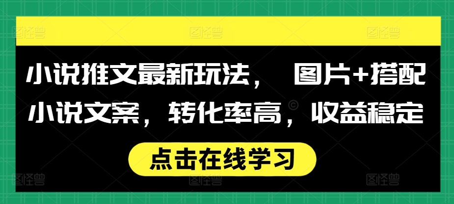 小说推文最新玩法， 图片+搭配小说文案，转化率高，收益稳定-百盟网