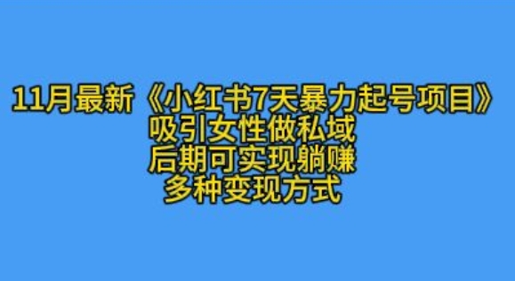 K总部落11月最新小红书7天暴力起号项目，吸引女性做私域-百盟网