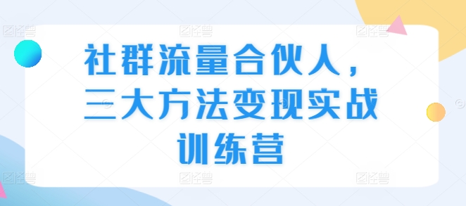 社群流量合伙人，三大方法变现实战训练营-百盟网