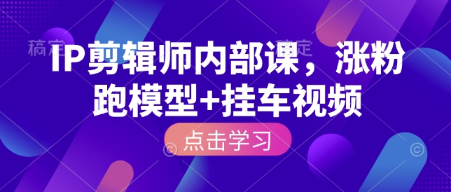 IP剪辑师内部课，涨粉跑模型+挂车视频-百盟网