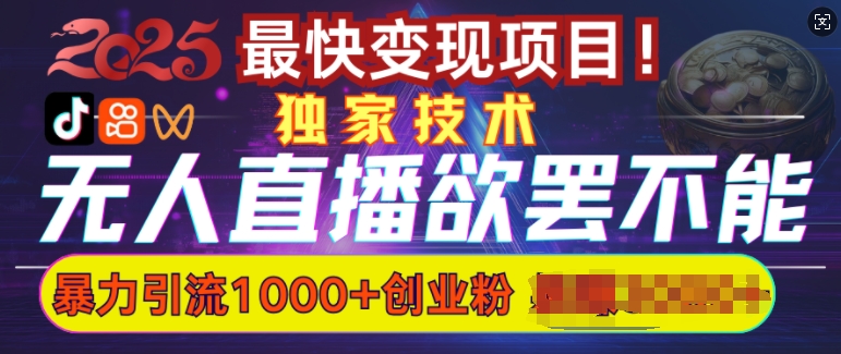 欲罢不能的无人直播引流，超暴力日引流1000+高质量精准创业粉-百盟网