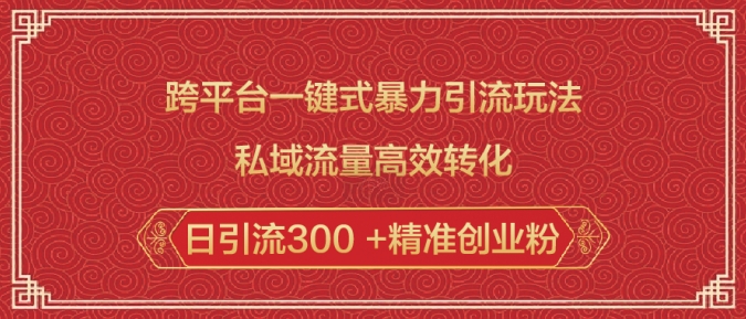 跨平台一键式暴力引流玩法，私域流量高效转化日引流300 +精准创业粉-百盟网