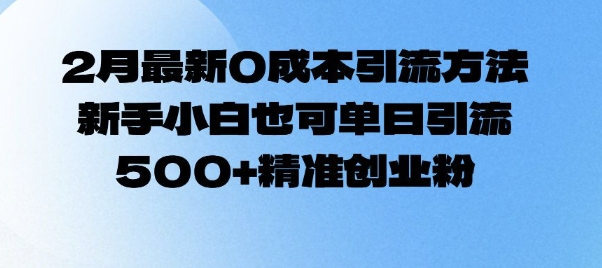 2月最新0成本引流方法，新手小白也可单日引流500+精准创业粉-百盟网