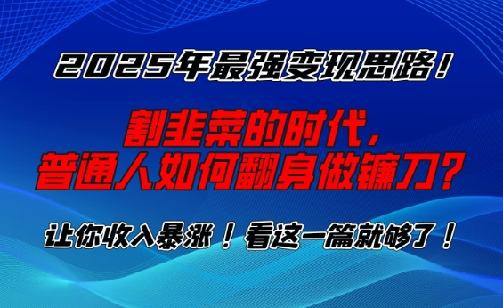 2025年最强变现思路，割韭菜的时代， 普通人如何翻身做镰刀？【揭秘】-百盟网