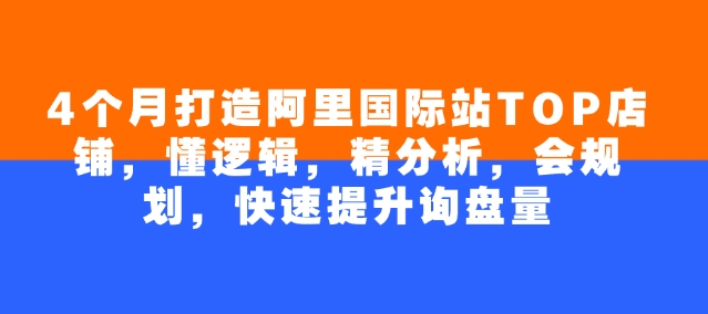 4个月打造阿里国际站TOP店铺，懂逻辑，精分析，会规划，快速提升询盘量-百盟网