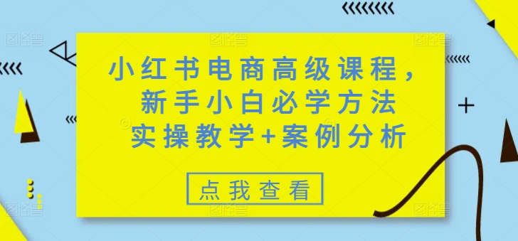 小红书电商高级课程，新手小白必学方法，实操教学+案例分析-百盟网