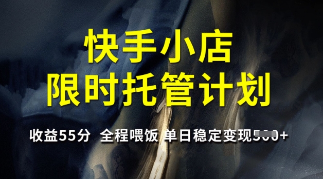 快手小店限时托管计划，收益55分，全程喂饭，单日稳定变现5张【揭秘】-百盟网